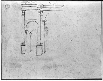 Estudio para una figura de medio cuerpo con brazos extendidos de Raffaello Sanzio Raphael
